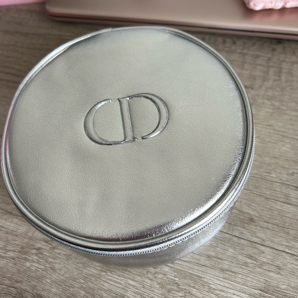Christian Dior Silver Round Cosmetic Case